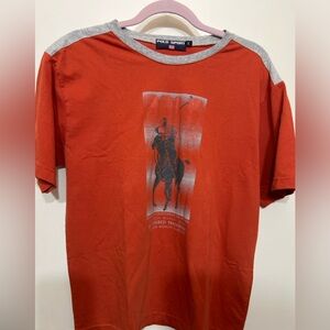Vintage Y2K Polo Sport Ralph Lauren Tee Red Graphic Big Horse Logo Size 14 Rare